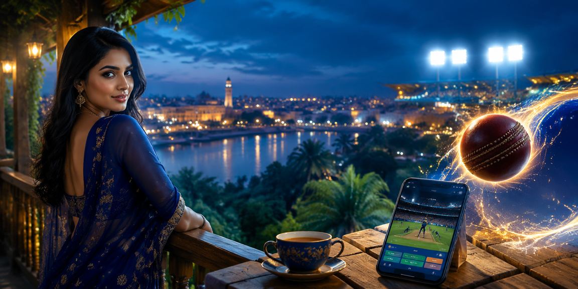 A user logging in to tkgo786 and enjoying cricket betting, set against a Sylhet tea garden backdrop